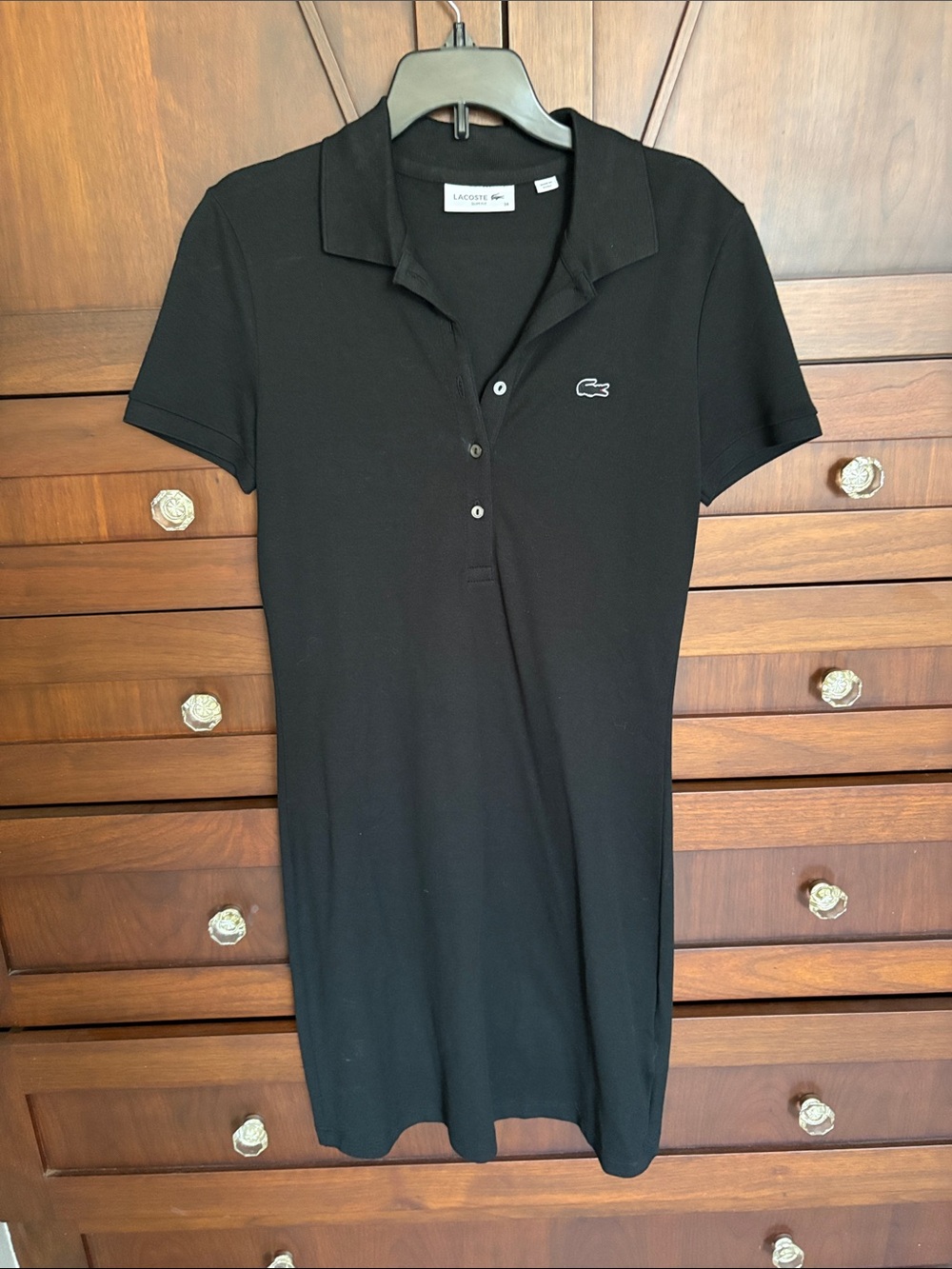 Lacoste mini pique polo dress Black size 34 NWOT with flaw